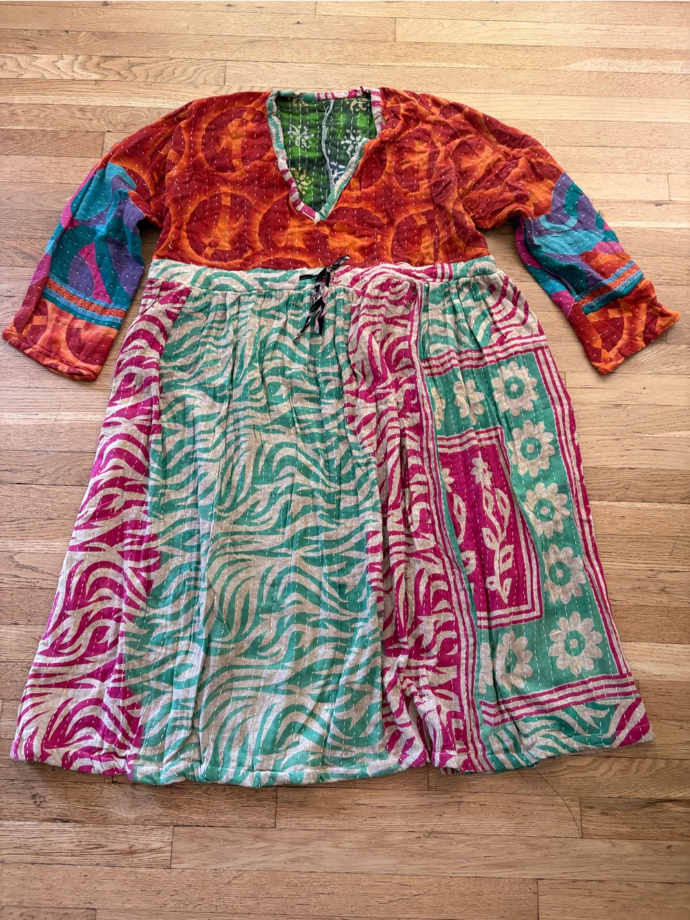Boho kantha dress upcycled clothing